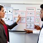 **

A diverse team of professionals brainstorming in a modern office. One person is explaining a complex concept using a whiteboard filled with diagrams showing interconnected systems. The atmosphere is collaborative and innovative, with individuals from different departments actively participating and sharing ideas. Focus on conveying a sense of cross-functional teamwork and the "T-shaped" skills that allow them to communicate effectively.

**