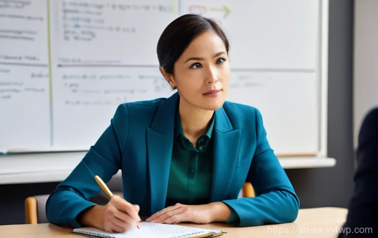 T자형 전문성 개발을 위한 피드백 요청 방법 - **Prompt 1: Embracing Feedback as a Gift**
    "A diverse female professional, aged 30-35, is seated...